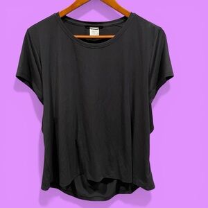 Cute flowy key hole elastic back athletic top Athleta running yoga workout gray